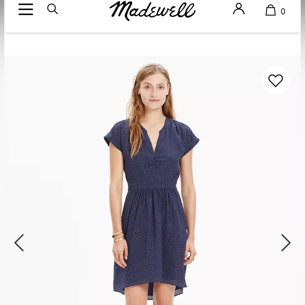 Madewell Silk Fable Dress in Leaf Shade Navy/Blue size 10 style #E1519